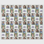 3 Foto Family Collage Retro Weihnachtstypografie Geschenkpapier (Flach)