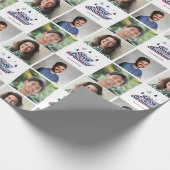 3 Foto Family Collage Retro Weihnachtstypografie Geschenkpapier (Ecke)