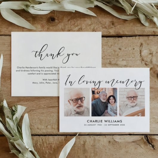 3-Foto-Feier zum Leben/Beerdigung/Gehöft Dankeskarte