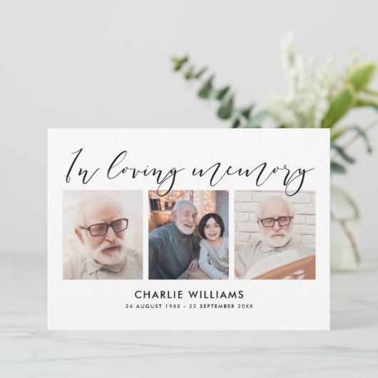 3-Foto-Feier zum Leben/Beerdigung/Gehöft Dankeskarte (Stehend Vorderseite)