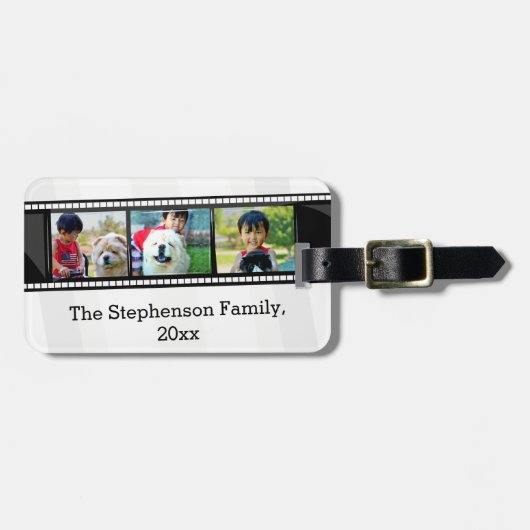 3-Foto-Filmstreifen personalisiertes Foto Gepäckanhänger (Vorderseite horizontal)