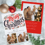 3 Foto Frohe Weihnachten Botanische Weihnachtskart<br><div class="desc">3 Foto Frohe Weihnachten Botanische Weihnachtskarte</div>