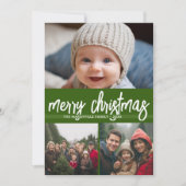 3 Foto Frohe Weihnachten - grüne rote Retrostreife (Vorderseite)