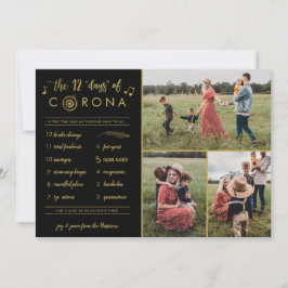 3 Foto Funny Zwölf Tage Corona Modernes Gold Schwa Feiertagskarte