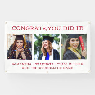 3 Foto Glückwunsch Graduate 2022 Weißer Abschlus Banner