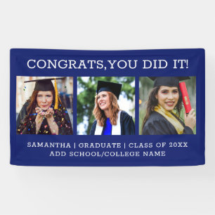 3 Foto Glückwunsch Graduate 2025 Abschluss Blue Banner