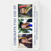 3 Foto Glückwunschs Grad 2023 Blue White Abschluss Banner (Vertikal)