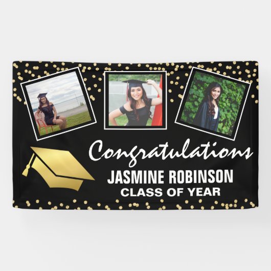 3 Foto Gold Graduate Abschluss 2025 Banner (Horizontal)