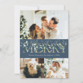 3 Foto Gold Greenery Blue Frohe Weihnachten (Vorderseite)