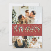 3 Foto Gold Grüne Rote Frohe Weihnachten (Vorderseite)