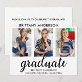 3 Foto Gold Moderne Graduierungsparty Einladung WB (Vorne/Hinten)