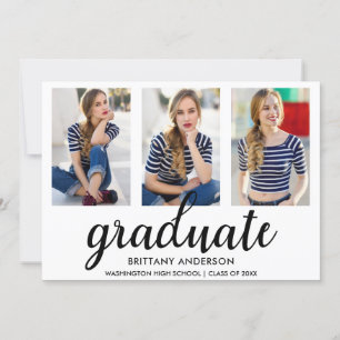 3 Foto Gold Moderne Graduierungsparty Einladung WB