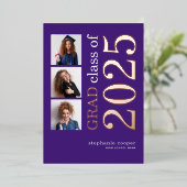 3 Foto Grad 2025 Lila mit Foil Ankündigung (Stehend vorne)