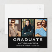 3 Foto Graduation Party Einladung (Leere Back) (Vorne/Hinten)