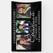 3 Foto Gratulation Absolvent Abschluss Schwarz Banner (Vertikal)
