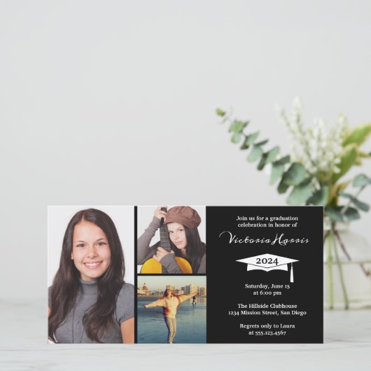 3 Foto Grid Collage Class der Grand Announcement (Stehend Vorderseite)