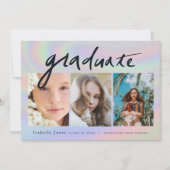 3 Foto Handgeschriebener Hologram Virtual Abschlus Einladung (Vorderseite)