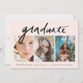 3 Foto Handgeschriebenes Skript Rosa Abschluss Einladung (Vorderseite)