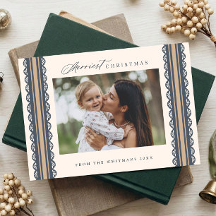 3 Foto Handgezeichnetes Muschelspitzenband Weihnac Feiertagskarte
