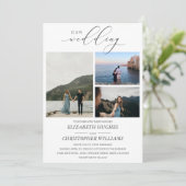 3 Foto Handschrift Unsere Hochzeit Einladung (Stehend Vorderseite)