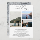 3 Foto Handschrift Unsere Hochzeit Einladung (Vorne/Hinten)