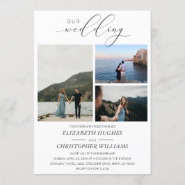 3 Foto Handschrift Unsere Hochzeit Einladung