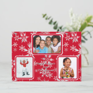 3 Foto Happy Holidays Personalisierte Meldung Red Feiertagskarte