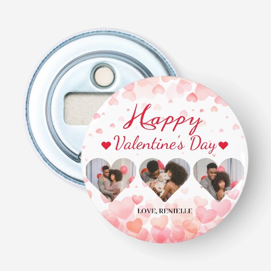 3 Foto Heart Collage Valentinstag Paar Flaschenöffner (Vorderseite)