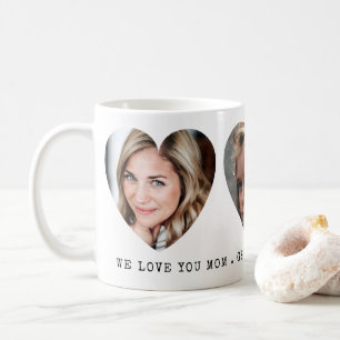3 Foto-Herzen mit persönlicher Mitteilung Kaffeetasse