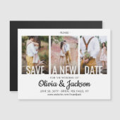 3 Foto Hochzeit Postpone | Änderung | SAVE THE DAT Magneteinladung (Vorne/Hinten)