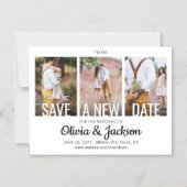 3 Foto Hochzeit Postpone | Änderung | SAVE THE DAT Magneteinladung (Vorderseite)