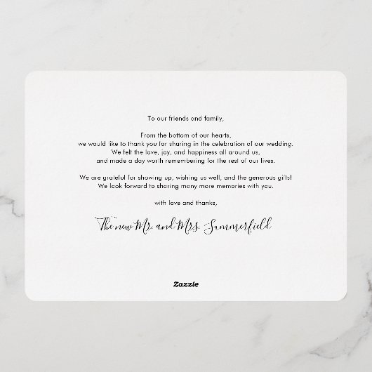 3 Foto Hochzeit Vielen Dank Moderne Rose Gold Folieneinladung (Rückseite)