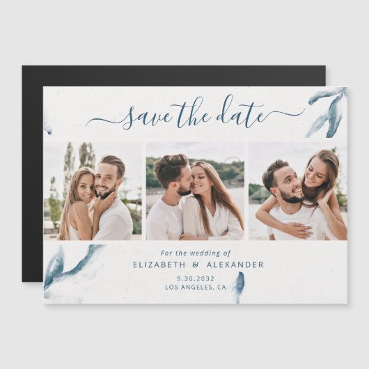 3 Foto Hochzeitsfeier Magneteinladung (Vorne/Hinten)