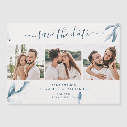 3 Foto Hochzeitsfeier Magneteinladung (Vorderseite)