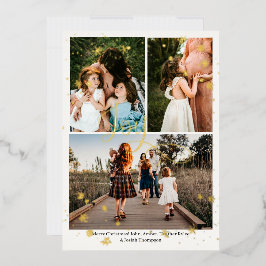 3 Foto Holiday Snowflakes Gold Foil Card Folien Feiertagskarte