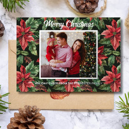 3 Foto in Aquarellfarbe Blume Poinsettia Folien Feiertagskarte