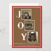 3 Foto Joy Christmas Card Feiertagskarte (Vorne/Hinten)