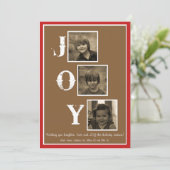 3 Foto Joy Christmas Card Feiertagskarte (Stehend Vorderseite)
