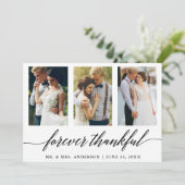 3 Foto Kalligrafie für immer Dankbare Hochzeit Dankeskarte (Stehend Vorderseite)