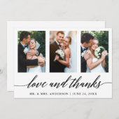 3 Foto Kalligrafie Liebe und Dank Hochzeit Dankeskarte (Vorne/Hinten)