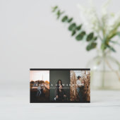 3 Foto Lässig, modern Schwarz/Weiß Visitenkarte (Stehend Vorderseite)