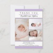 3 Foto Lavender Baby Dusche Geburtsankündigung Dankeskarte (Vorderseite)