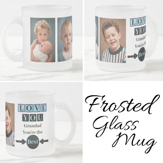 3 Foto Liebe dich Opa blau Mattglastasse