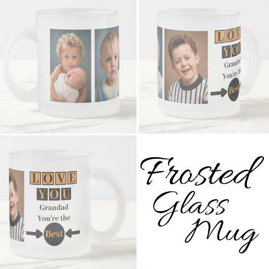 3 Foto Liebe dich Opa orange Mattglastasse