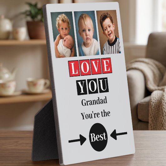3 Foto Liebe dich Opa rot Fotoplatte
