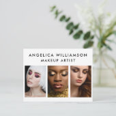 3 Foto Makeup Artist Business Postkarte (Stehend Vorderseite)