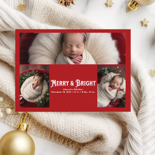 3 Foto Merry and Bright Birth Ankündigung