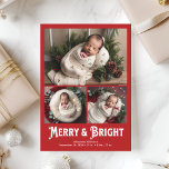 3 Foto Merry and Bright Birth Ankündigung<br><div class="desc">Feiern Sie die Ankunft Ihres Kleinen mit unserer Weihnachtsankündigung im Foto. Dieses elegante Design ermöglicht es Ihnen, die Freude an der Ankunft Ihres Neugeborenen während der Festsaison zu teilen und die Wärme von Weihnachten mit der Spannung der ersten Momente Ihres Babys zu verbinden. Die Ankündigung zeichnet sich durch eine wunderschöne...</div>