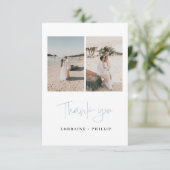 3 Foto minimale Hochzeit Dankeschön Karte (Stehend Vorderseite)