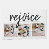 3 Foto mit moderner froher Weihnachtsfreude Geschirrtuch (Horizontal)